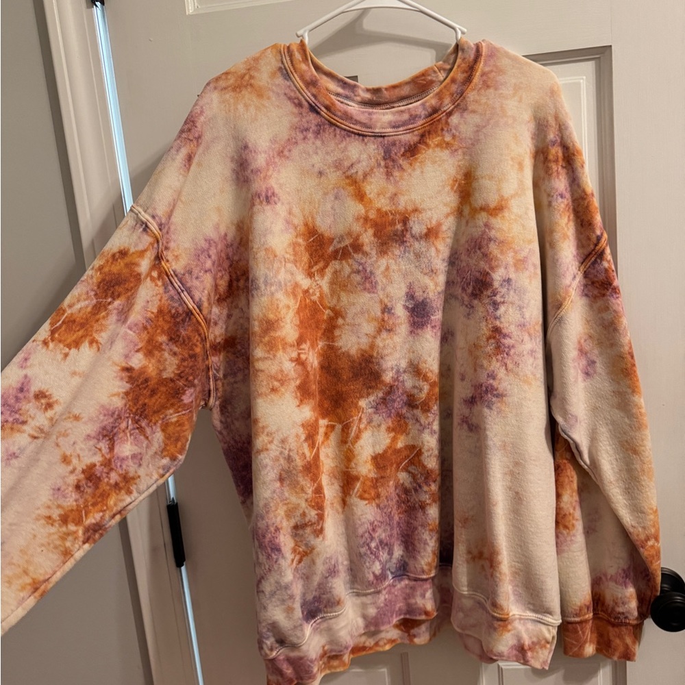 Urban Outfitters Tie-Dye Crewneck Sweatshirt - Cream, Orange & Purple